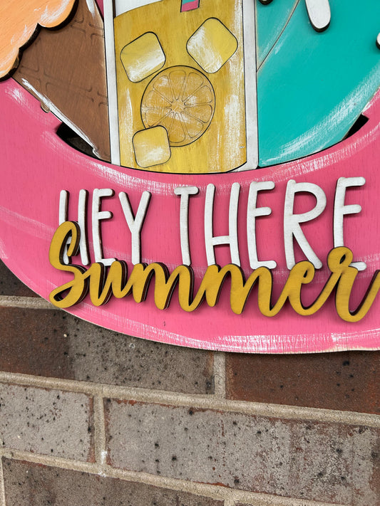 Flamingo “Hey There” Summer Door Hanger