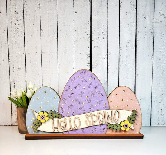 Bunny Patch Hello Spring Lighted Egg Shelf Sitter