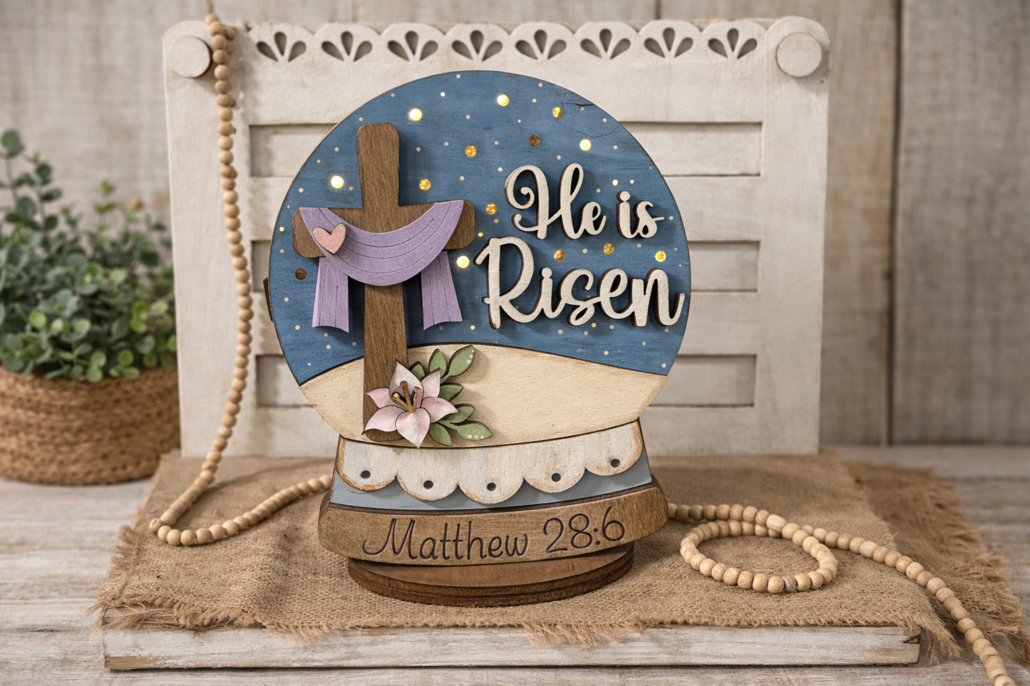 He Is Risen Lighted Shelf Sitter